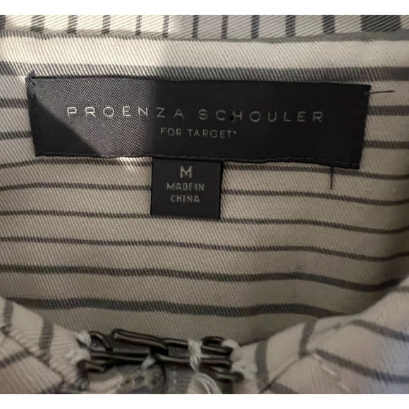 Proenza Schouler Coatigan Womens Size M Gray Striped Cotton Pockets Midi Buttons - Picture 2 of 10